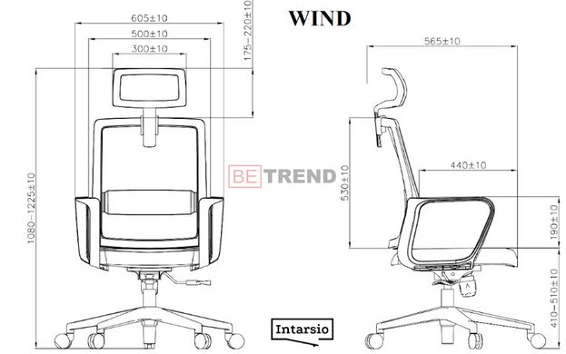 Офісне крісло WIND Intarsio Сірий / Синій жива фотографія