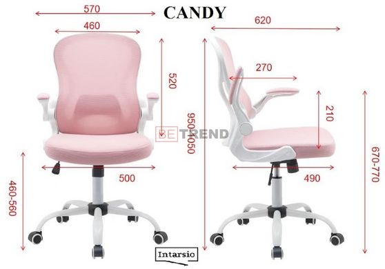 Компьютерное кресло CANDY Intarsio Розовый /Белый реальная фотография