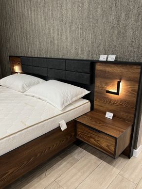 Тумбы прикроватные с подсветкой Perfect Home Милтон / Milton с 2 ящиками 1S/49 Каштан/антрацит реальная фотография