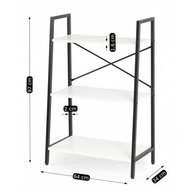 Стеллаж MEBEL ELITE VIOR белый / черный реальная фотография