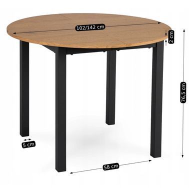 Стол раскладной MEBEL ELITE KANTE 102(142)х102 см Дуб /Черный реальная фотография