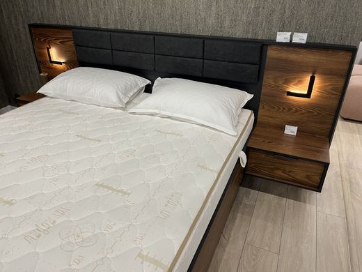 Тумбы прикроватные с подсветкой Perfect Home Милтон / Milton с 2 ящиками 1S/49 Каштан/антрацит реальная фотография