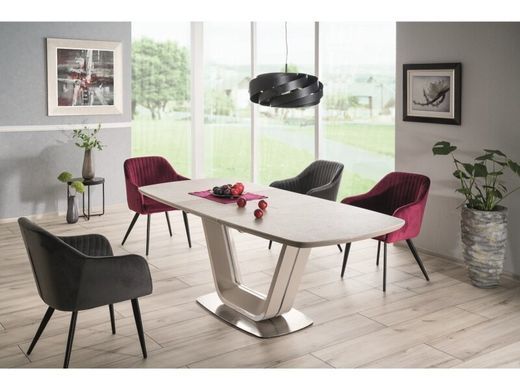 Стіл обідній ARMANI Ceramic Signal 160(220)X90 Ефект Мармуру / Сірий Мат жива фотографія