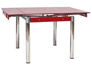 Стіл Скляний GD-082 Signal 80(131)x80 Червоний жива фотографія