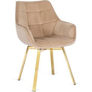 Стілець оксамитовий поворотний MEBEL ELITE MIA Velvet Бежевий жива фотографія