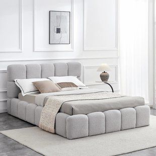Кровать двуспальная MEBEL ELITE MURACJA 140x200 см Серая Букле реальная фотография