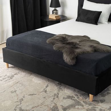 Кровать бархатная MEBEL ELITE BOND Velvet 160x200см Черный реальная фотография
