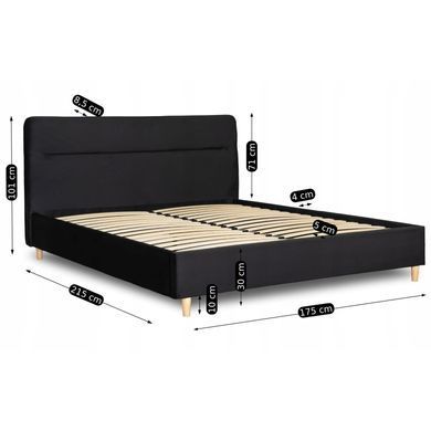 Кровать бархатная MEBEL ELITE BOND Velvet 160x200см Черный реальная фотография