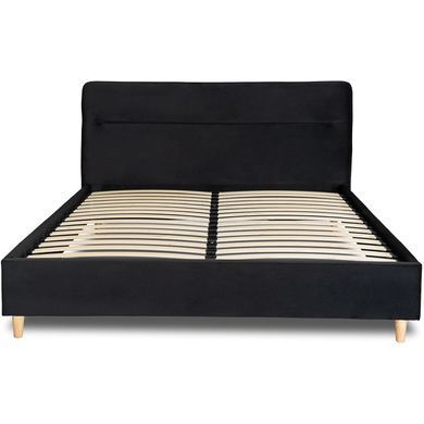 Кровать бархатная MEBEL ELITE BOND Velvet 160x200см Черный реальная фотография