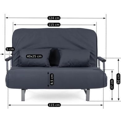 Диван розкладний MEBEL ELITE DARK 2 тканина Сірий