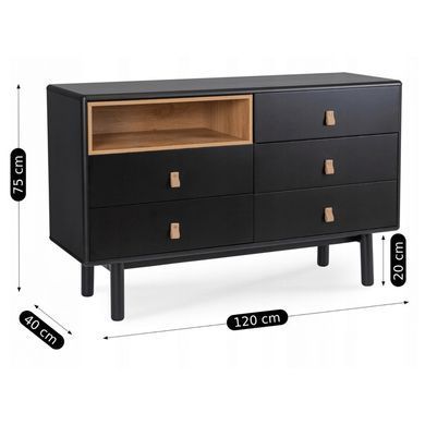 Комод MEBEL ELITE NAOMI Черный реальная фотография