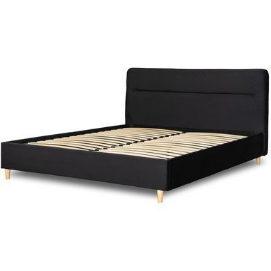 Кровать бархатная MEBEL ELITE BOND Velvet 160x200см Черный реальная фотография