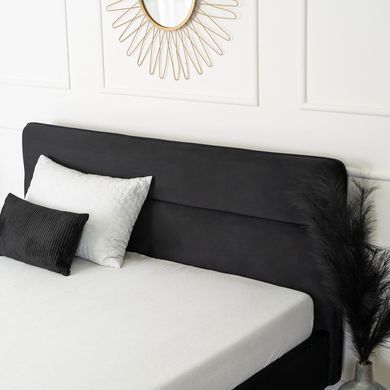 Кровать бархатная MEBEL ELITE BOND Velvet 160x200см Черный реальная фотография