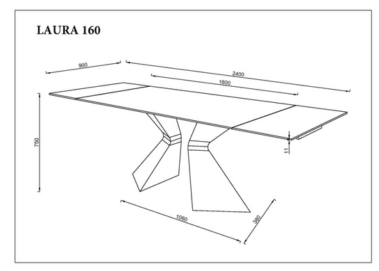 Стіл розкладний LAURA CERAMIC Intarsio 160(240)*90 білий мат/білий жива фотографія