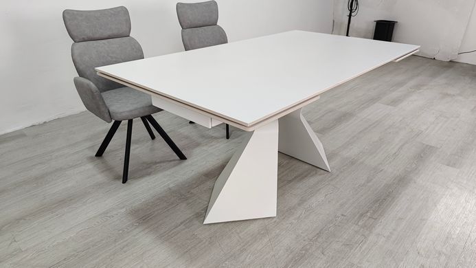 Стіл розкладний LAURA CERAMIC Intarsio 160(240)*90 білий мат/білий жива фотографія
