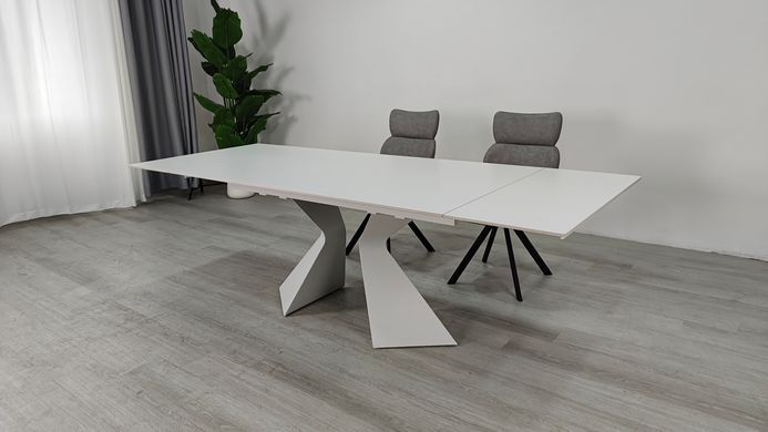 Стіл розкладний LAURA CERAMIC Intarsio 160(240)*90 білий мат/білий жива фотографія