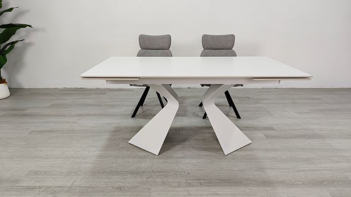 Стіл розкладний LAURA CERAMIC Intarsio 160(240)*90 білий мат/білий жива фотографія