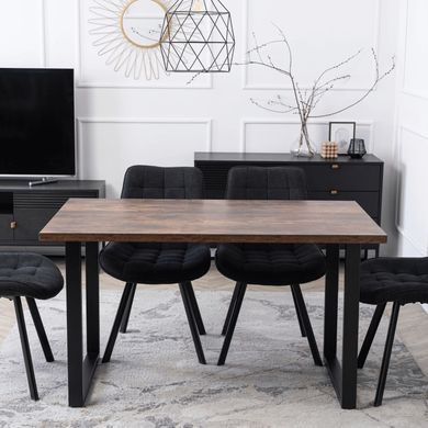 Стол MEBEL ELITE GLOS 135х80 см Дуб Рустик / Черный реальная фотография