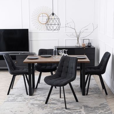 Стол MEBEL ELITE GLOS 135х80 см Дуб Рустик / Черный реальная фотография