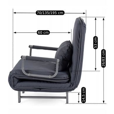 Крісло розкладне MEBEL ELITE DARK тканина Сірий