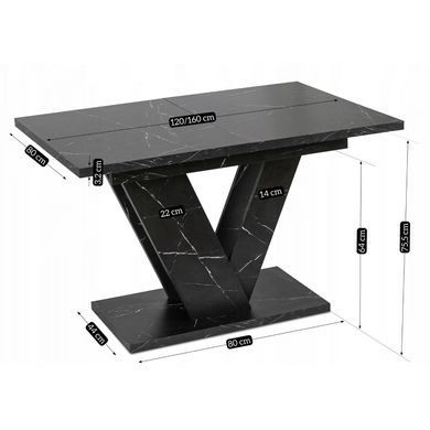 Комплект стол раскладной MEBEL ELITE CLARK 120(160)х80 см Черный +4 стулья CORK Черный реальная фотография