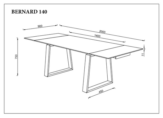 Стол раскладной BERNARD CERAMIC Intarsio 140(200)*90 белый мат/черный реальная фотография