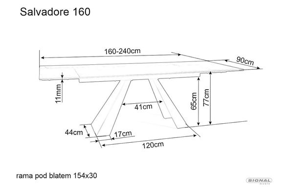 Стіл Розкладний SALVADORE CERAMIC  160(240)X90 Signal SAHARA NOIR / Чорний Мат жива фотографія