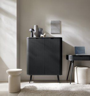 Комод Perfect Home Зова / Zova 2-дверний з чорними ніжками K103 Чорний жива фотографія