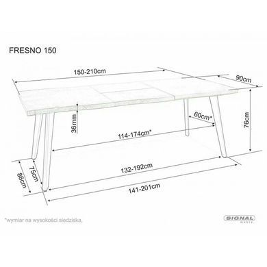 Стол Раскладной FRESNO Signal 150(210)x90 Дуб / Черный реальная фотография