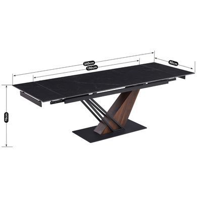 Стіл розкладний MEBEL ELITE REX 180(240)х90 см Чорний/ горіх жива фотографія