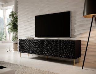 ТВ Тумба HOLE RTV Cama 190 4D Чорний мат жива фотографія