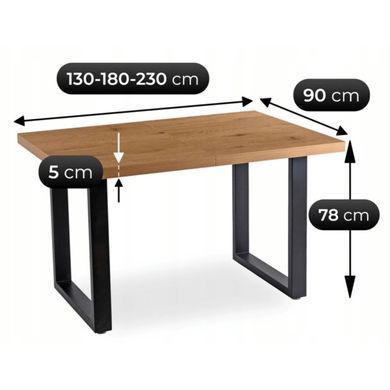 Стол раскладной MEBEL ELITE TOMAS 130(230)х95 см Дуб Золотой/черный реальная фотография