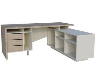 Стіл письмовий CONNECT 1 R SK 1900*786 Intarsio дуб кремона котта/стоун бейж жива фотографія