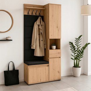 Прихожая MEBEL ELITE PARMA 80 Дуб Артизан/графит реальная фотография