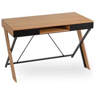 Письменный стол MEBEL ELITE REA 120 см Золотой дуб / Черный реальная фотография