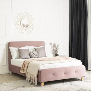 Ліжко оксамитове MEBEL ELITE MIKEL Velvet 120x200см Рожевий жива фотографія