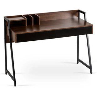 Письмовий стіл MEBEL ELITE CASS 120 см, коричневий / чорний жива фотографія