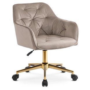 Стілець офісний поворотний оксамитовий MEBEL ELITE KONOR Velvet Беж/золото жива фотографія