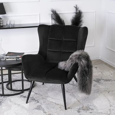 Крісло м'яке оксамитове MEBEL ELITE VINCENT Velvet Чорний