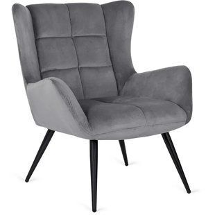 Крісло м'яке оксамитове MEBEL ELITE VINCENT Velvet Сірий