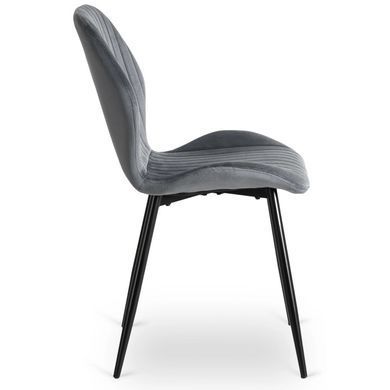 Стілець оксамитовий MEBEL ELITE LILAC Velvet Сірий/чорний жива фотографія