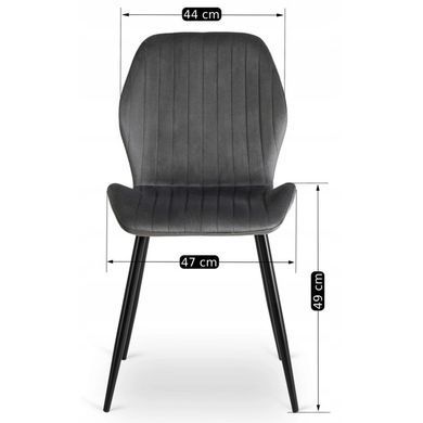 Стілець оксамитовий MEBEL ELITE LILAC Velvet Сірий/чорний жива фотографія