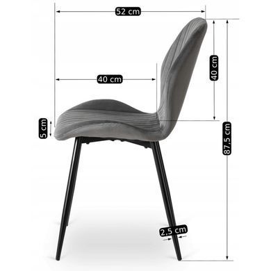 Стілець оксамитовий MEBEL ELITE LILAC Velvet Сірий/чорний жива фотографія
