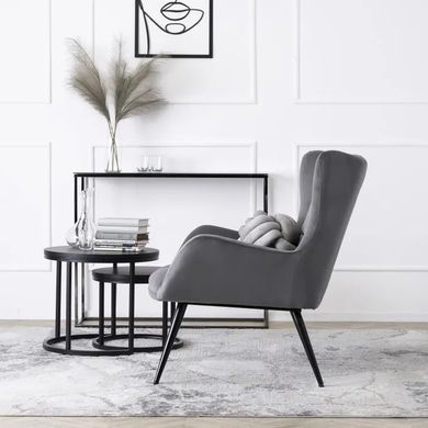 Кресло мягкое бархатное MEBEL ELITE VINCENT Velvet Серый