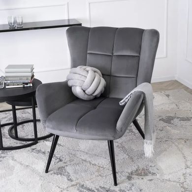 Кресло мягкое бархатное MEBEL ELITE VINCENT Velvet Серый