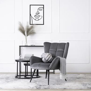 Кресло мягкое бархатное MEBEL ELITE VINCENT Velvet Серый