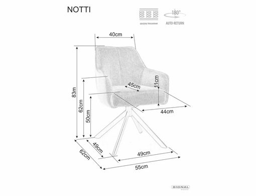 Крісло обертове NOTTI LEO Signal Сірий жива фотографія