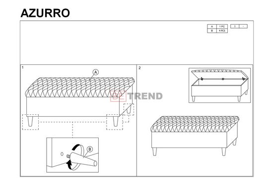 Прикроватная скамья AZURRO Velvet Signal Серый реальная фотография