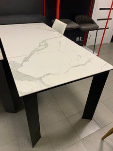 Стіл Обідній VERMONT STATURARIO/BLACK Concepto 120/170x80 Кераміка жива фотографія