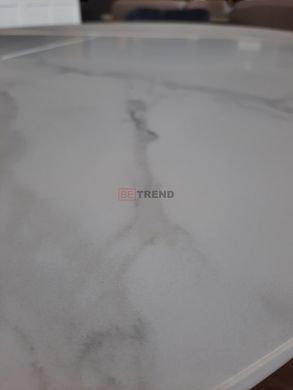 Стіл розкладний TML-875 Vetro 110(150)x110 Білий Мармур жива фотографія